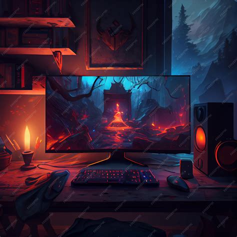 Premium Photo | Gaming desktop PC computer setup gamer illustration