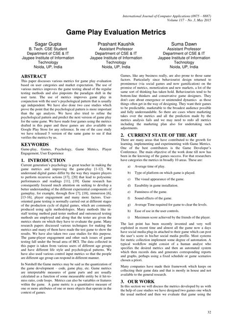 (PDF) Game Play Evaluation Metrics