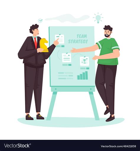 Team strategy discussion by giving ideas flat Vector Image