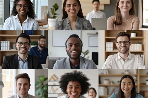 Premium Photo | Diverse team in a virtual meeting collaborating ...