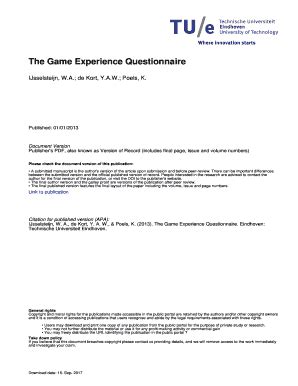 Fillable Online The Game Experience Questionnaire Fax Email Print ...