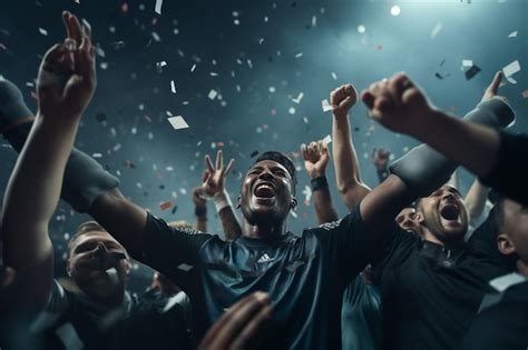 Premium Photo | Team victory celebration in sports with athletes ...