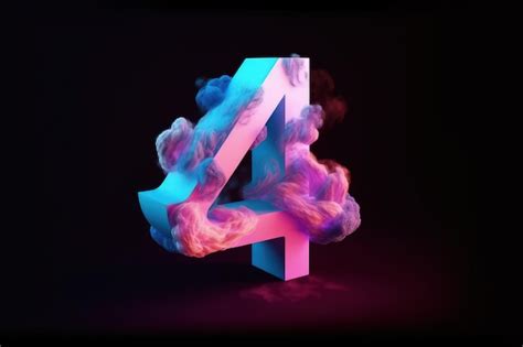 Premium AI Image | A digital art of a number 4 with smoke and smoke in ...
