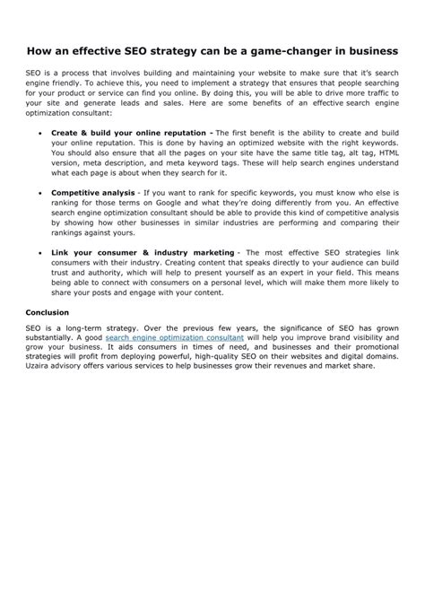 PPT - How an effective SEO strategy can be a game-changer in business ...