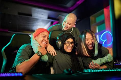 Premium Photo | Diverse team of female gamers celebrating victory