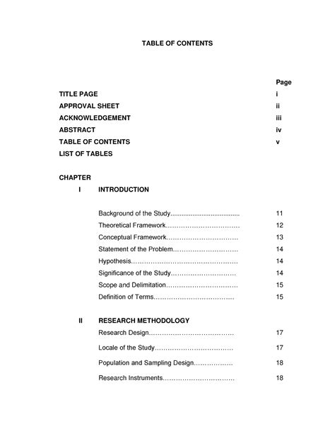 Research Sample Guide- Table of Contents,List of Tables, List of Figure ...