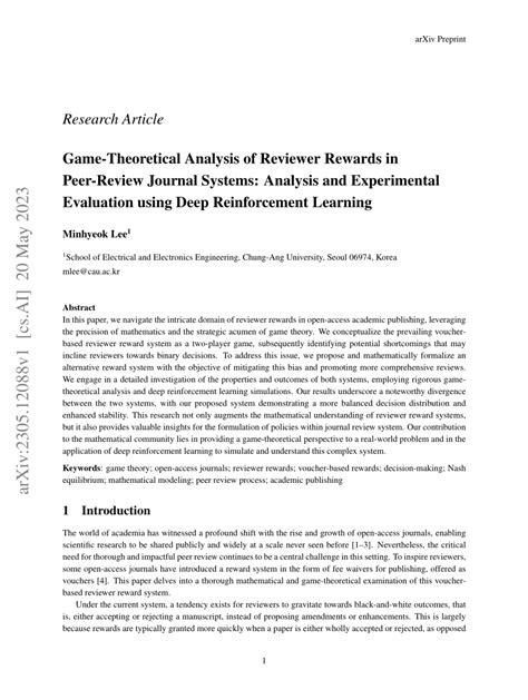 (PDF) Game-Theoretical Analysis of Reviewer Rewards in Peer-Review ...