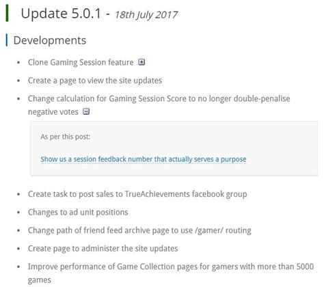 Site Update Log And Gaming Session Improvements