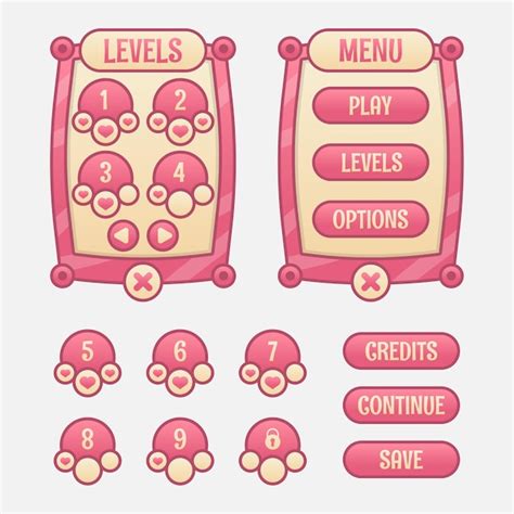 Premium Vector | Set of game menu selection for rpg and adventure game ...