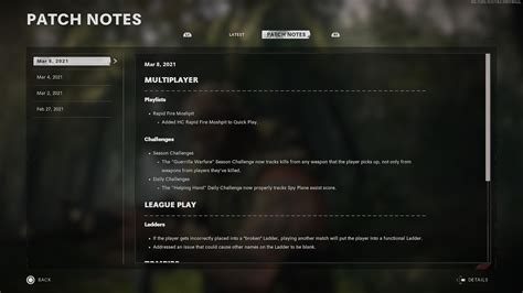 Mar. 11, 2021 Patch Notes