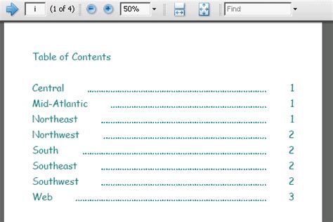 Including interactive tables of contents in PDFs