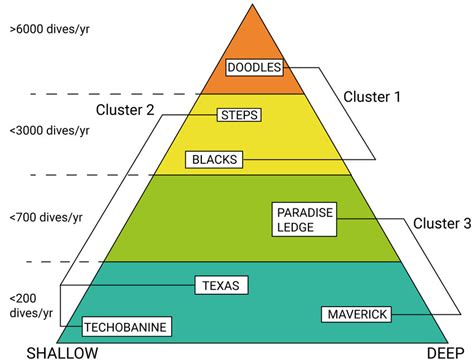 Diagram of the dive sites considered in the study with their ...