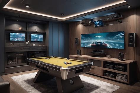 Premium Photo | Gaming room with hidden storage solutions for a clean ...