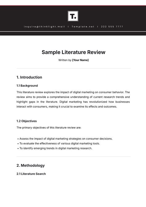 Free Systematic Literature Review Template to Edit Online