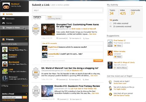 Raptr, The Social Gaming Network, Launches First Personalized News Feed ...