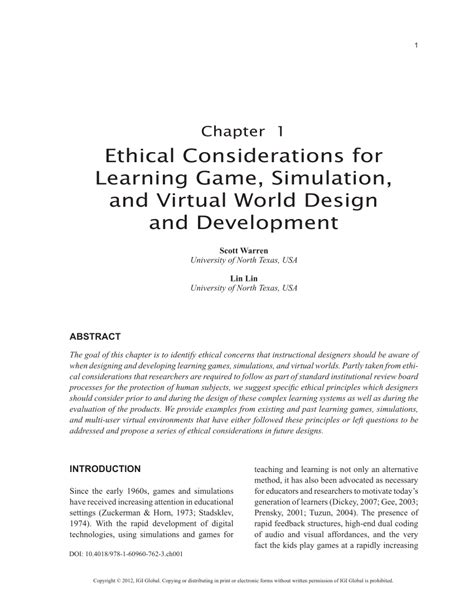 (PDF) Ethical considerations for learning game, simulation, and virtual ...
