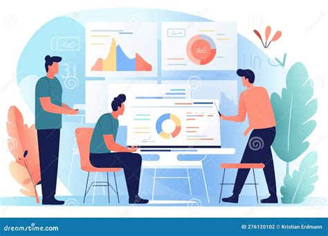 UX Research Team Analyzing User Data, Flat Illustration Stock ...