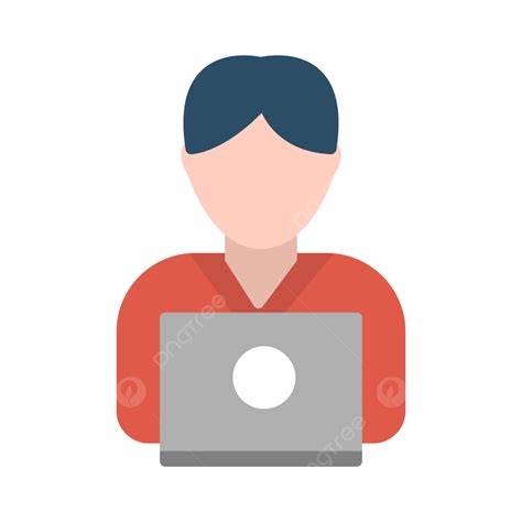 User Working On Laptop Flat Icon Vector, Female, Girl, Laptop PNG and ...