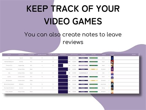 Gaming Tracker Google Sheets | Simple Video Game Tracker Spreadsheet ...
