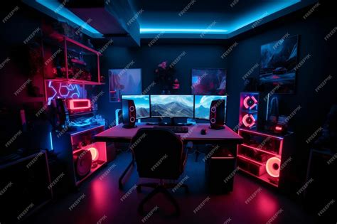 Premium Photo | Gaming room with hardware and equipment colored in red ...