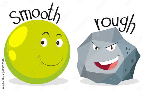 Opposite adjectives smooth and rough Stock Vector | Adobe Stock