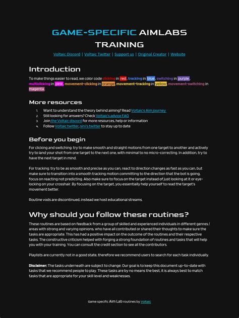 Voltaic X Aimlabs - Game Specific Aim Training Routines | PDF