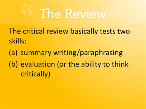 PPT - Critical Review PowerPoint Presentation, free download - ID:1781116