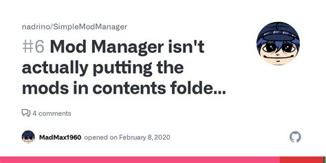 Mod Manager isn't actually putting the mods in contents folder or ...