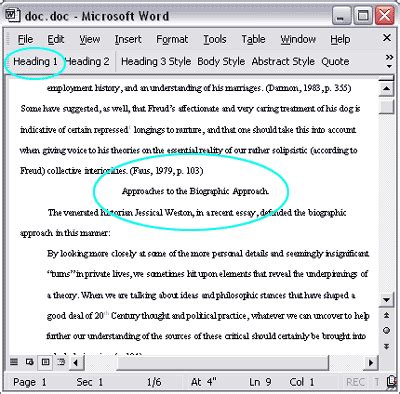 Formatting section headings