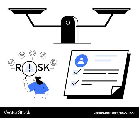 Balancing scale risk analysis and document Vector Image