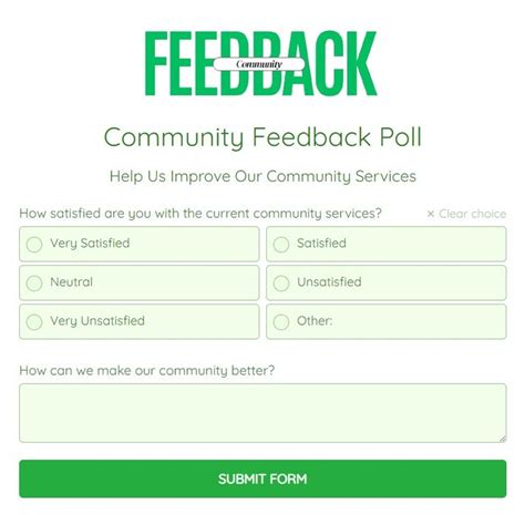 Community Feedback Poll Template | FREE | 123FormBuilder