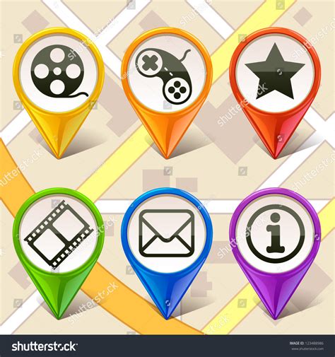 Colorful Map Markersset 1 Stock Vector (Royalty Free) 123488986