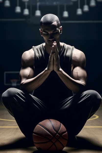 Premium Photo | Basketball player meditating before the game sport ...