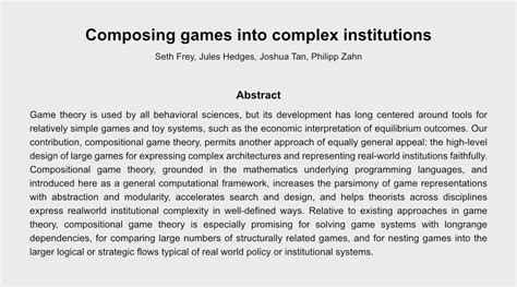 Composing Games into Complex Institutions | Metagov