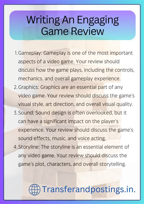 Game Paragraph: How to Write an Engaging Game Review - Transfer and ...