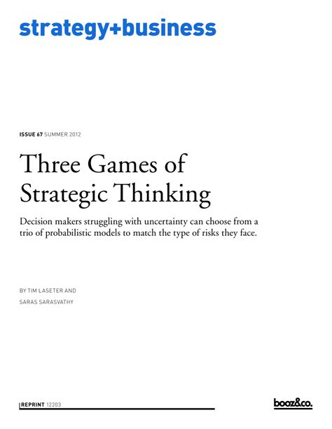 (PDF) Three Games of Strategic Thinking