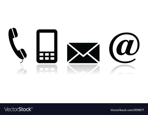 Contact black icons set - mobile phone email Vector Image