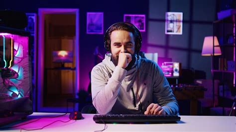 Esports Player Recording Himself Playing Videogames In Front Of ...