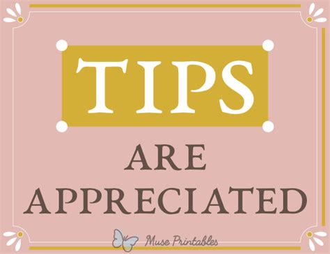 Printable Tips Are Appreciated Sign