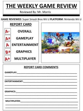 Video Game Review Option - Mr.Morris' Classroom Site