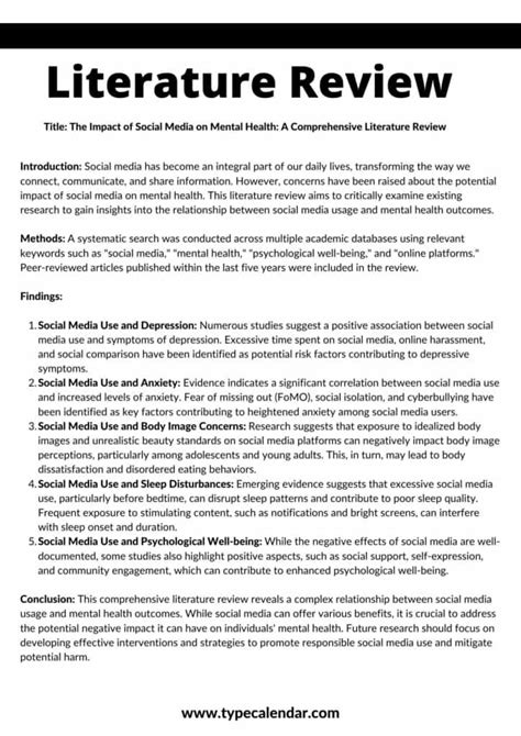 Free Printable Literature Review Templates [PDF, Word, Excel ...