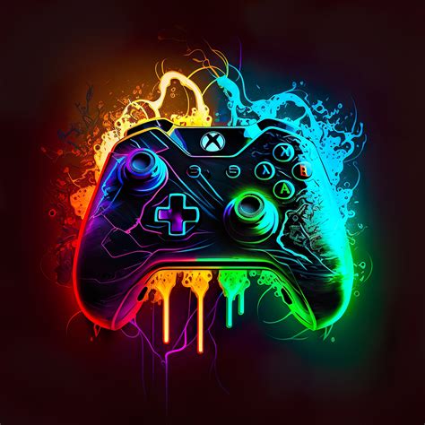 Ice Diamond Designs | Neon Gamer Controller With Paint Drip | Digital ...
