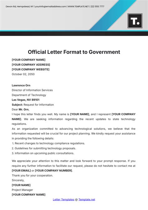 Example Official Letter Format Official Letter Format With Subject