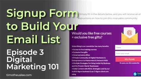 Signup Form to Build Your Email List | Episode 3 | Email Marketing 101