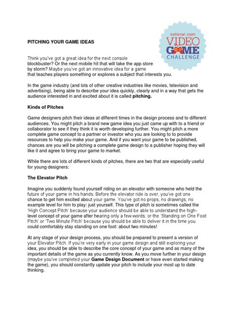 Game Pitch Document | PDF | Game Design | Design