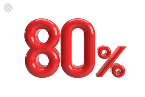 Premium PSD | 80 percent in 3d rendering isolated