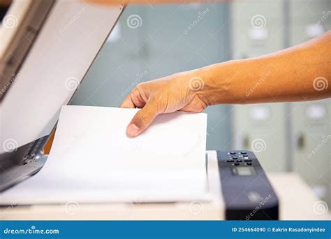 Photocopier Printer, Close Up Hand Office Man Scanning Paper on the ...