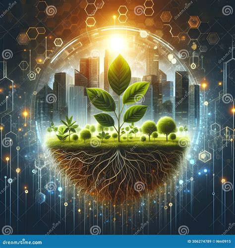 Sustainable Urban Ecosystem Concept with Floating Green Cityscape and ...