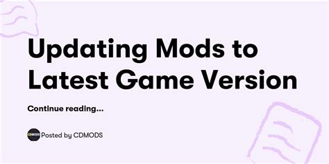 Updating Mods to Latest Game Version — CDMODS - Buymeacoffee