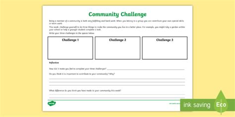 Community Challenge Worksheet (teacher made)